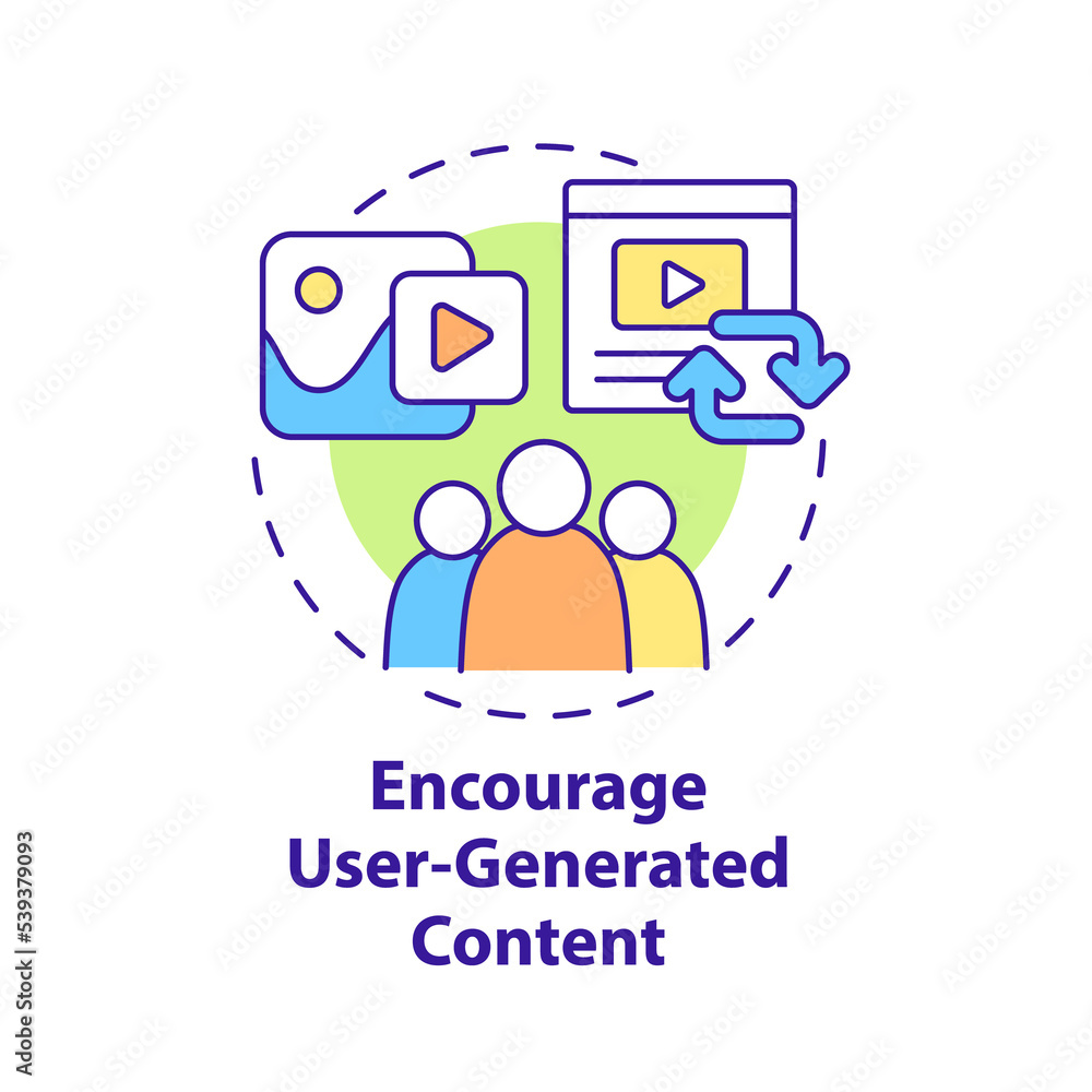Poster encourage user-generated content concept icon. communicate with customers abstract idea thin line il