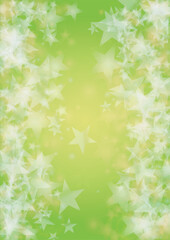 Vector Silver White Glowing Star Confetti on Green Gradient Background. Bokeh Texture. Abstract Magic Starry Pattern. Glitter Shiny Particles Explosion. Summer Glowing Poster. Christmass Design.