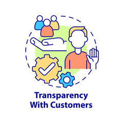 Transparency with customers concept icon. Trustful company service. Business abstract idea thin line illustration. Isolated outline drawing