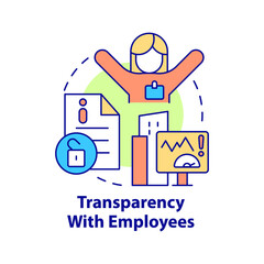 Transparency with employee concept icon. Responsible company business abstract idea thin line illustration. Isolated outline drawing