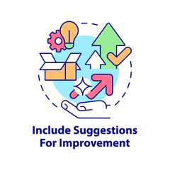 Include suggestions for improvement concept icon. Business transparency abstract idea thin line illustration. Isolated outline drawing