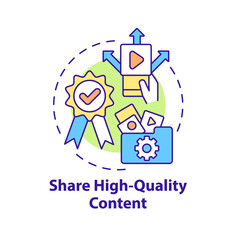 Share high-quality content concept icon. Build trust on social media abstract idea thin line illustration. Isolated outline drawing