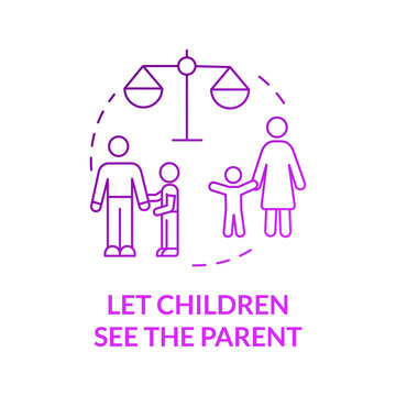 Let Children See Parent Purple Gradient Concept Icon. Safe Divorce Process Abstract Idea Thin Line Illustration. Isolated Outline Drawing