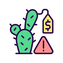 Succulent smuggling RGB color icon. Rare plants trafficking. Environmental crime. Isolated raster illustration. Simple filled line drawing