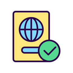 Passport control RGB color icon. Border protection. Passenger id. International migration. Isolated raster illustration. Simple filled line drawing