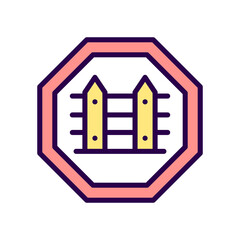 Country borders RGB color icon. Homeland security. State barrier and fence. Crimes prevention. Isolated raster illustration. Simple filled line drawing