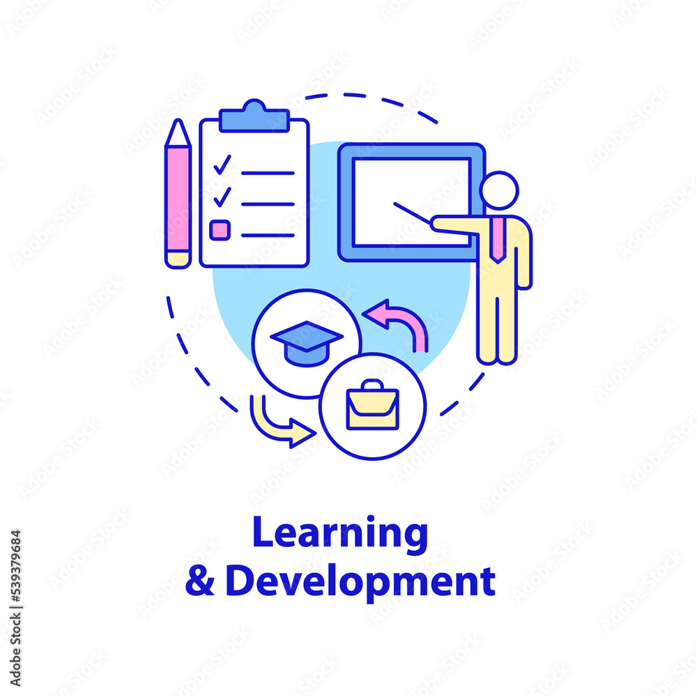 Poster learning and development concept icon. adaptation process. hr management abstract idea thin line ill