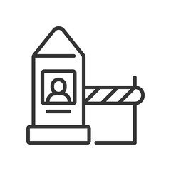 Land border checkpoint linear icon. Inspection and control. Thin line customizable illustration. Contour symbol. Raster isolated outline drawing