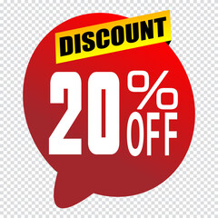20 percent discount sign icon. Sale symbol. Special offer label