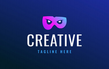 VR Virtual Reality, Eyes in Glasses Modern Logo Design Template