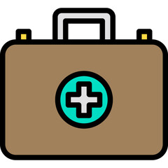 Fototapeta premium First aid kit blue outline icon