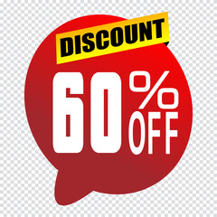 60 percent discount sign icon. Sale symbol. Special offer label