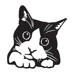 Portrait of cat.  Isolated outline sketch,contour vector illustration
