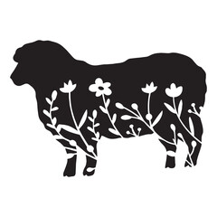 Farm animal design with sheep and flower. Sheep vector for t-shirt design