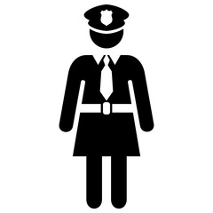 Policewoman icon. People and occupations pictogram, Flat design vector.