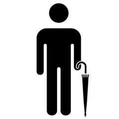People and Umbrella pictogram, Flat design vector.
