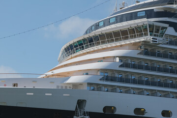 HAL cruiseship or cruise ship liner Nieuw Amsterdam at San Diego terminal for Mexican Riviera...