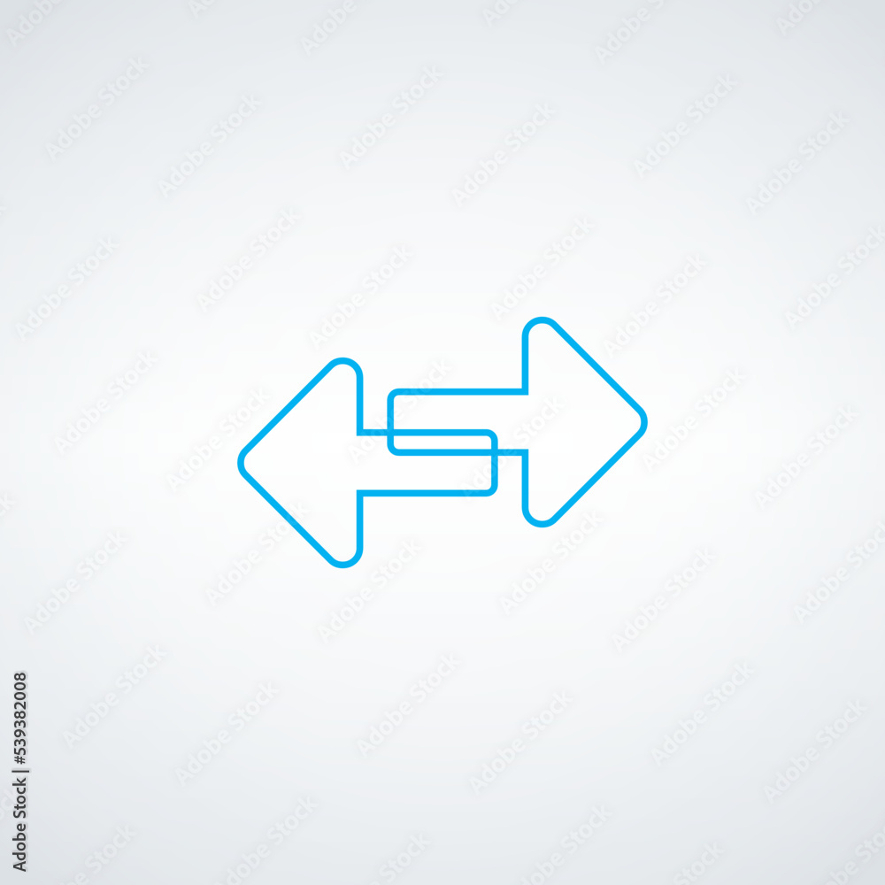 Poster two arrows in opposite direction in linear style, left-right sign. stock vector illustration isolate