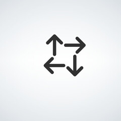 Arrows pointing outwards. Square shape arrows. Distribution orientation icon. four direction arrows. Stock vector illustration isolated on white background.