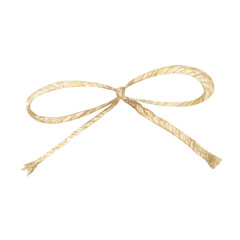 Beautiful silk bow Watercolor hand painted illustration on transparent background PNG. Gift vintage decor.