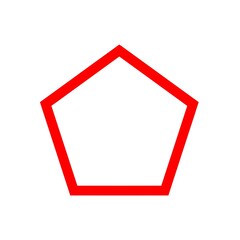 Red pentagon outlined shape icon 