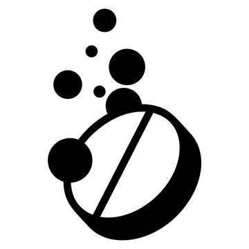 black effervescent tablet dissolving bubbles clip art preview
