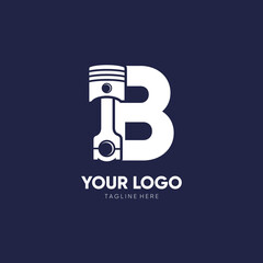 Letter B Piston Logo Design Vector Icon Graphic Illustration