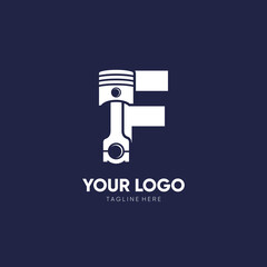 Fototapeta na wymiar Letter F Piston Logo Design Vector Icon Graphic Illustration
