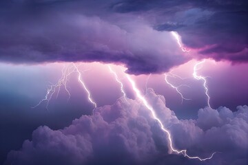 Naklejka na ściany i meble illustration of lightning above the clouds