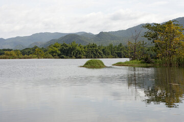 Peaceful Lake View Landscape in Kanchanaburi province.