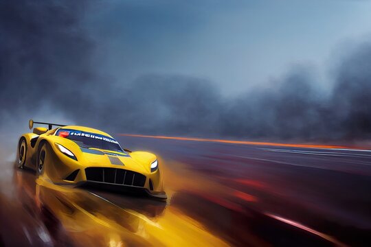 Modern race car riding through the smoke, blurred motion. Beautiful illustration generated by Ai, is not based on any real image or character Stock Illustration | Adobe Stock Modern race car riding through the smoke, blurred motion. Beautiful illustration generated by Ai, is not based on any real image or character Stock Illustration | Adobe Stock