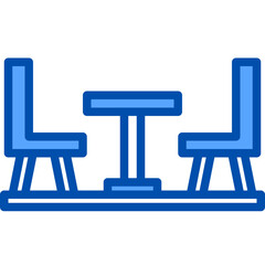 Dining table blue outline icon