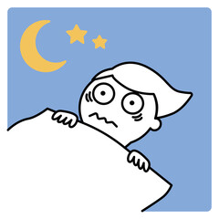 Vector illustration of a person who cannot sleep at night.