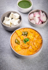 Kadai Paneer is a spicy, flavourful and delicious gravy dish made with  paneer, bell pepper, and onion in a freshly ground spice and served with chappati or lachcha parantha