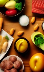 A picture of the food on the table. Ingredients. 