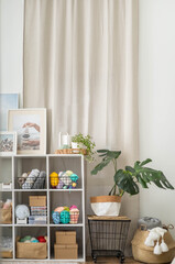 Yarn storage organization textile hobby supplies contemporary cupboard shelves