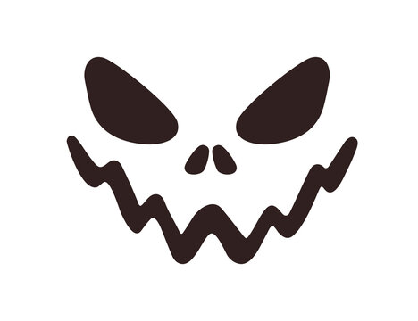 recommend clip art: Halloween face silhouette stencil with evil creepy smile. Horror monster template for jack lantern carving for scary spooky October holiday. Flat vector illustration isolated on white background