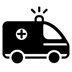glyph, silhouette, fill, ambulance,medical,emergency,siren,rescue icon