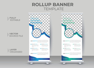 Rollup banner design for company promotion, creative corporate banner design