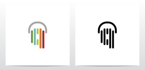 Vertical Lines Headphone Letter Logo Design Q