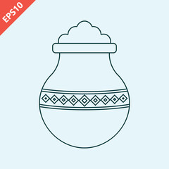 hand drawn happy pongal holiday harvest festival of south india logo icon design flat vector illustration
