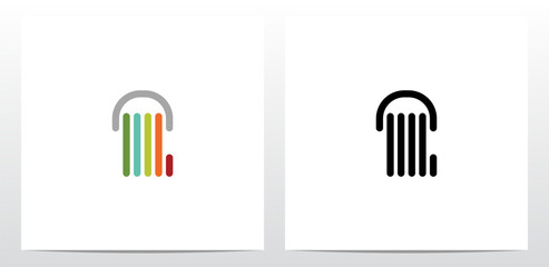 Vertical Lines Headphone Letter Logo Design L