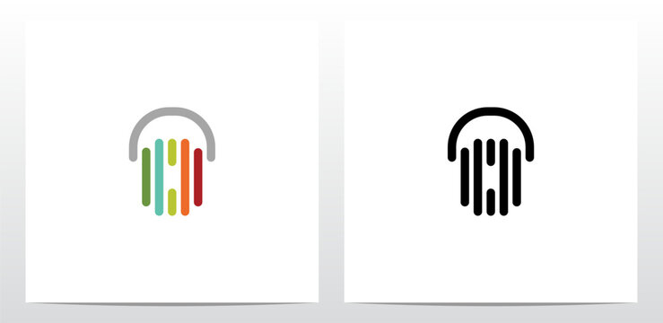 Vertical Lines Headphone Letter Logo Design O