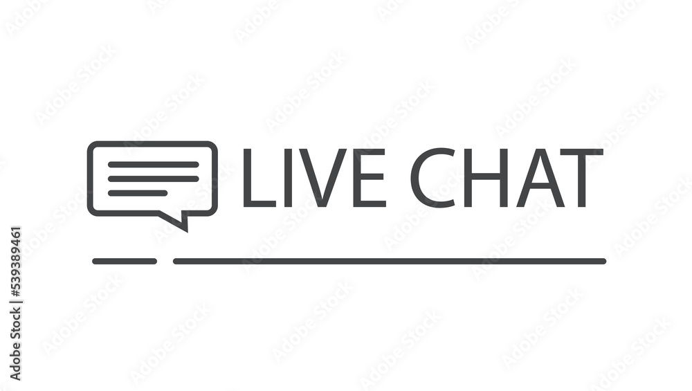 Poster live chat contact button icon lint art outline stroke element design with bubble speech image