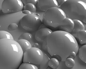 White gray shiny bubbles. Texture. 3d illustration. 