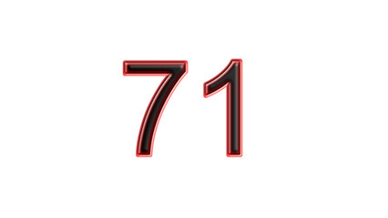 red 71 number 3d effect white background