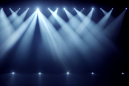 Atmospheric Blue Stage Lights 3d Illustration