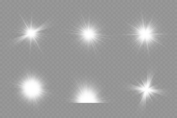 Dazzling flash. Bright Star. Magic dust. Brilliant vector. Bright sun. Glare. shining beam. Rash.