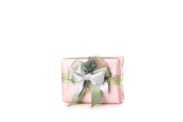Concept of beautiful Christmas present, gift box, isolated on white background