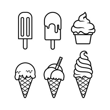 Set of ice cream. Ice cream simple sign. Ice cream icon collection. Ice cream icon vector design illustration. Ice cream icon vector isolated on white background.